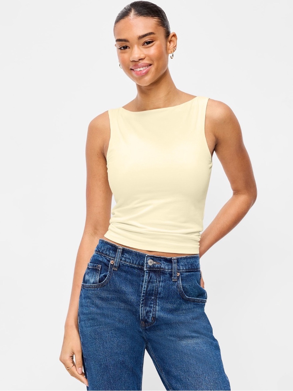 Old Navy Butter Yellow Double-Layer Boat Neck Tank
